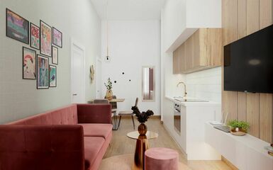 28 m2-es kis lakás a Dunapart szomszédságában - Látványtervek modern ötletekkel