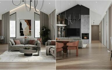 50 m² tiszta elegancia: irigylésre méltó konyha‑nappali-étkező elrendezés modern színekkel
