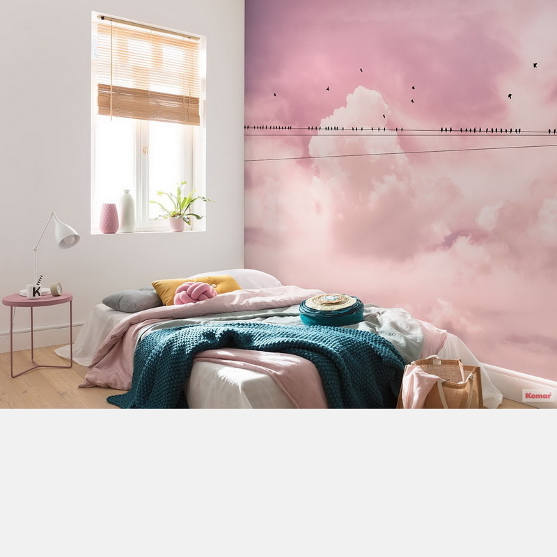 Fellegek felett, rózsaszín romantikus hangulatú fali poszter