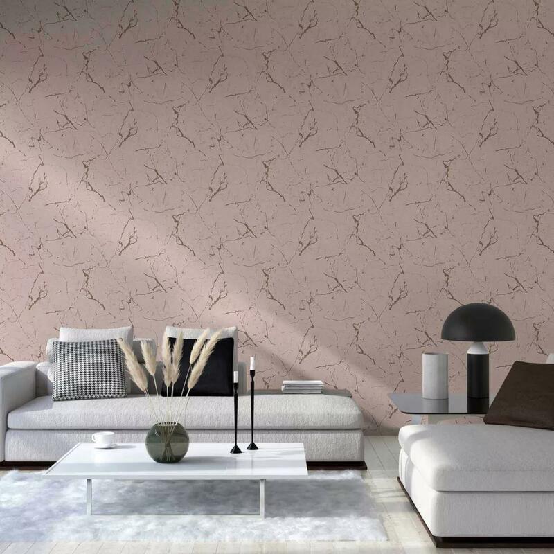 Rózsaszín fényes felületű márvány mintás vlies dekor tapéta