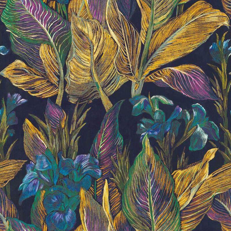 Modern színes trópusi botanikus mintás fali poszter