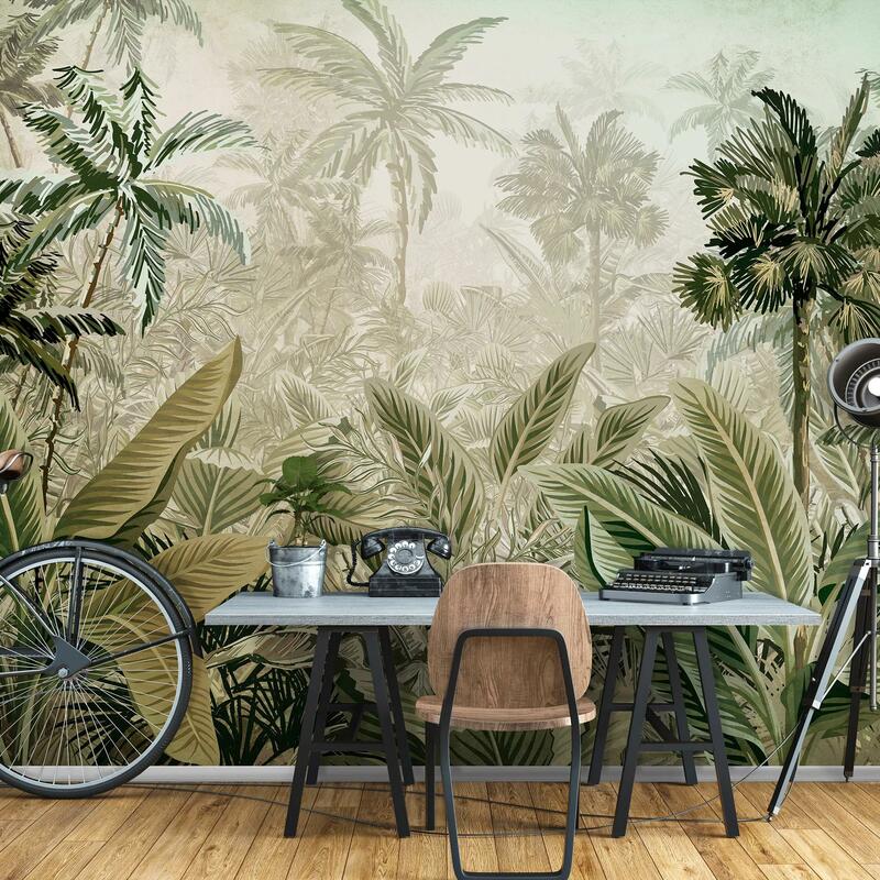 Vintage hangulatú fali poszter trópusi dzsungel mintával 368x254 vlies