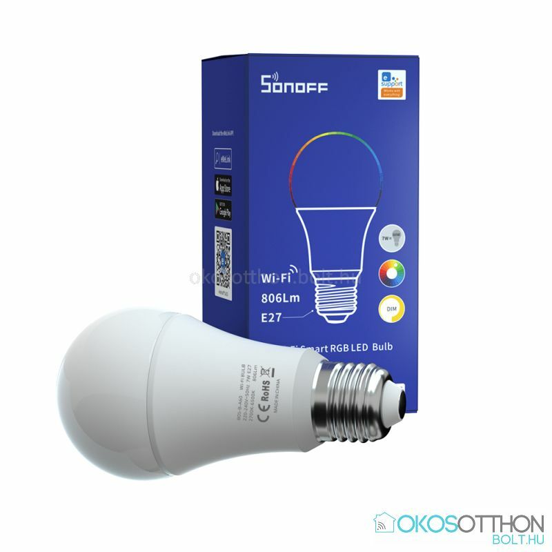 B05-B-A60 RGBW (fehér és színes) fényű WiFi-s LED okosizzó (E27 foglalathoz)