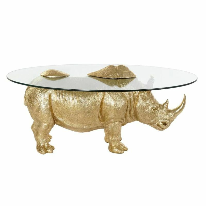 Design Kisasztal - Dohányzóasztal arany orrszarvú