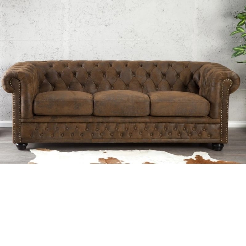 CHESTERFIELD 3 személyes antik barna kanapé