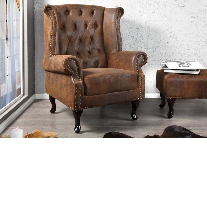 CHESTERFIELD barna antik fotel