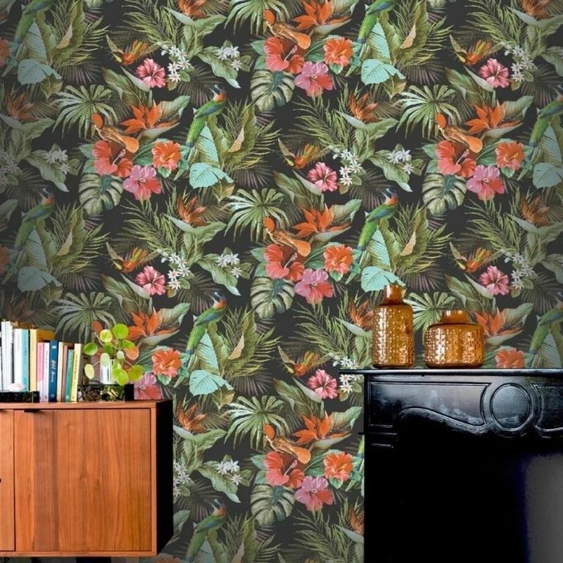 Bohém stílusú elegáns trópusi mintás design tapéta