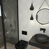 Koronczay Noémi lakberendező - Lingel Design - Fürdőszoba fekete szaniterekkel
