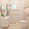 Nemes Mónika Lívia lakberendező és építész - Világos fürdőszoba natúr színű csempékkel látványterv