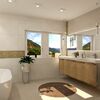 Nemes Mónika Lívia lakberendező és építész - Fürdőszoba látványterve szabadon álló fürdőkáddal